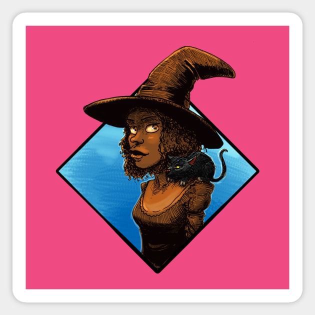 Halloween Witch and familiar Sticker by Carlos CD